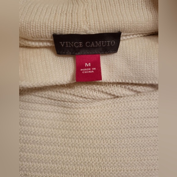 Vince Camuto White Chunky Knit Turtleneck Sweater - Picture 2 of 4